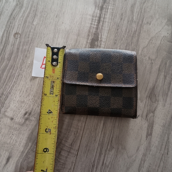 LOUIS VUITTON LV Vintage Damier Check Leather Wallet Brown Medium Trifold Elise - Picture 11 of 11